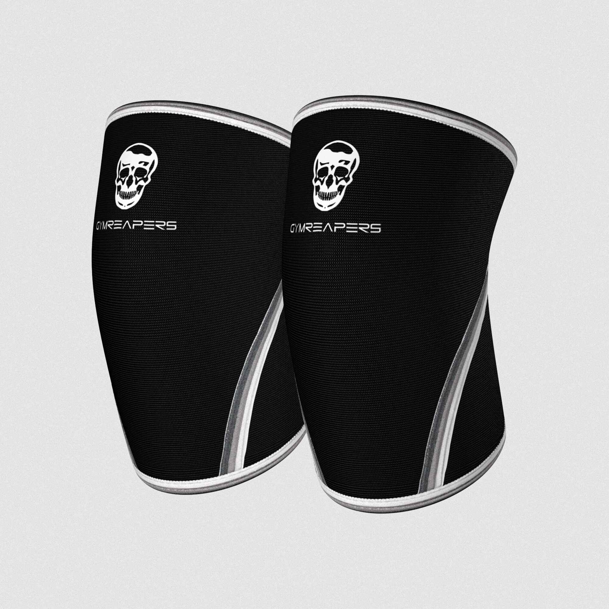knee sleeves black white side by side