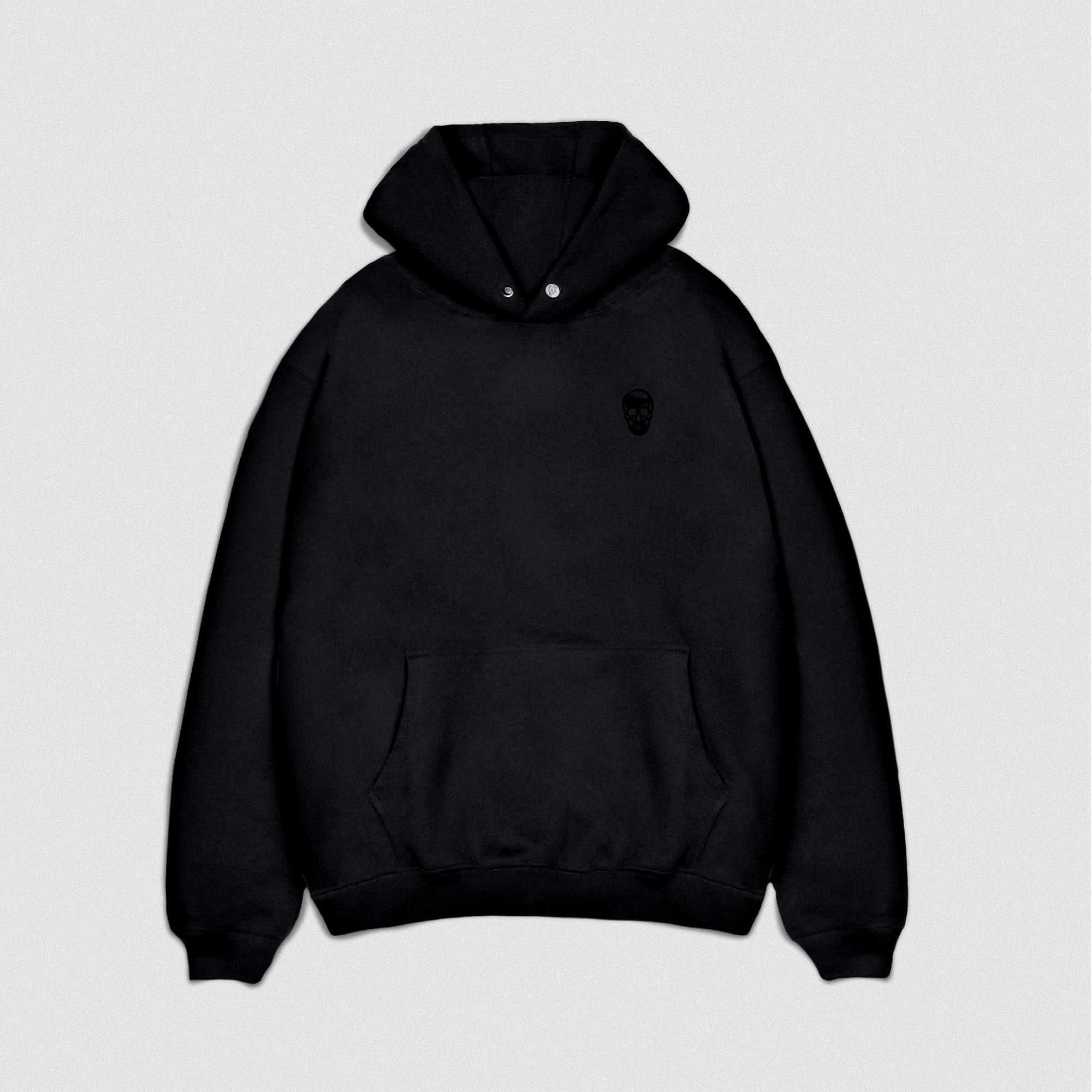 heavy weight hoodie black black front