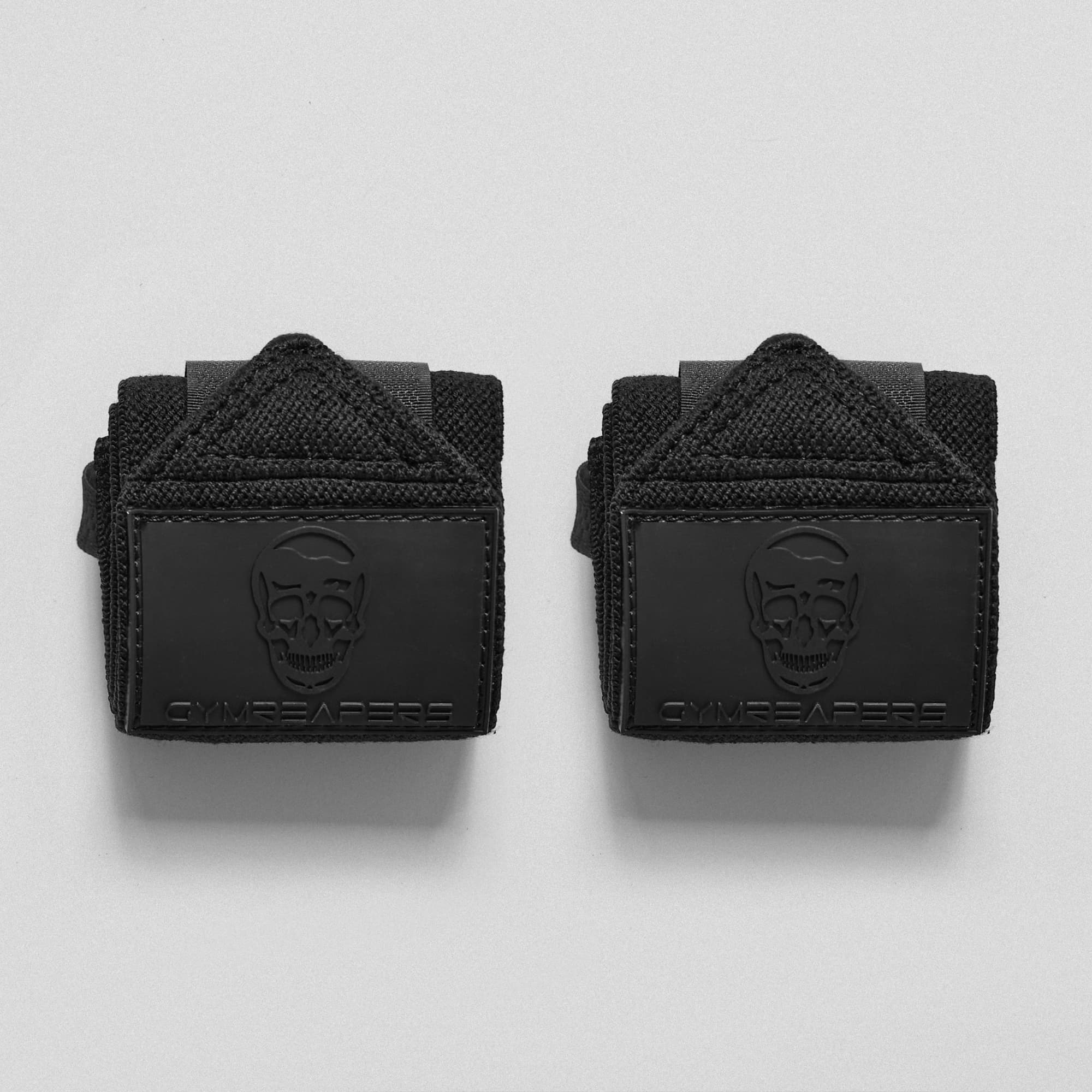 black/rubber wrist wraps lay flat