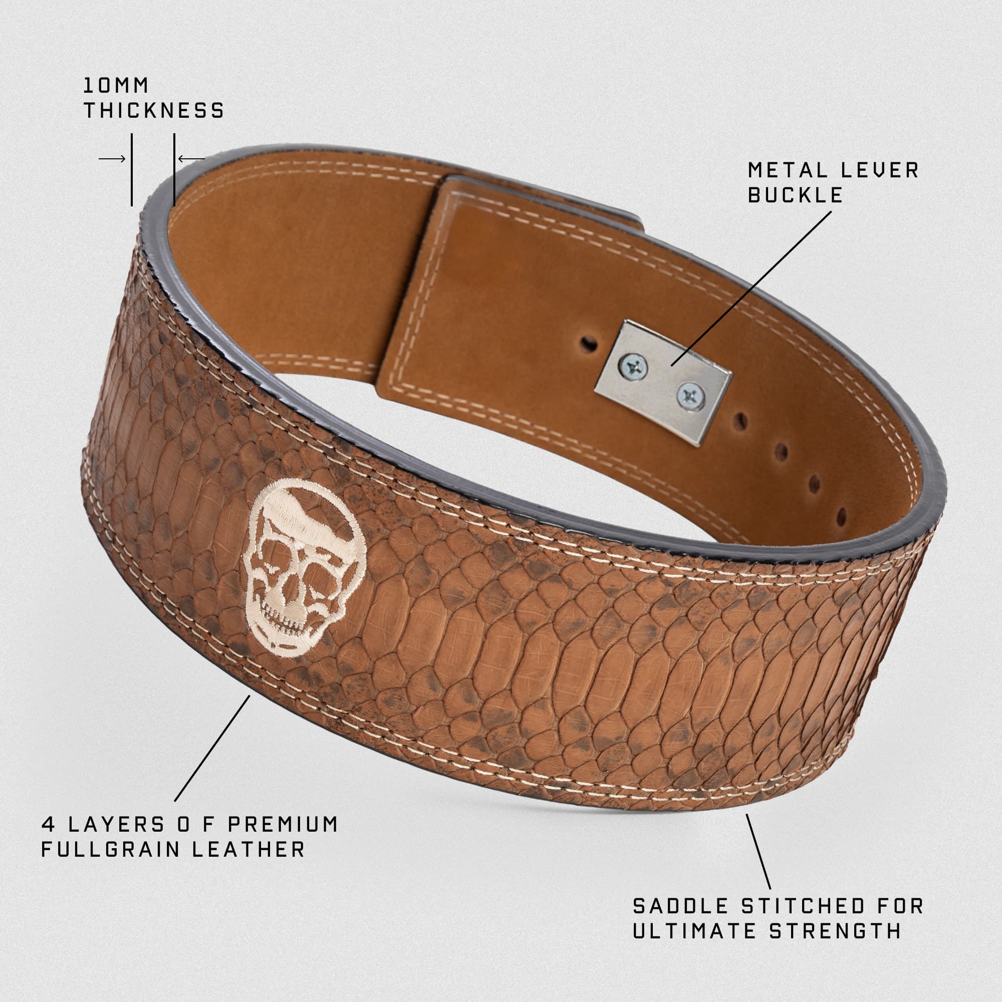 10MM Lever Belt - Saddle Python