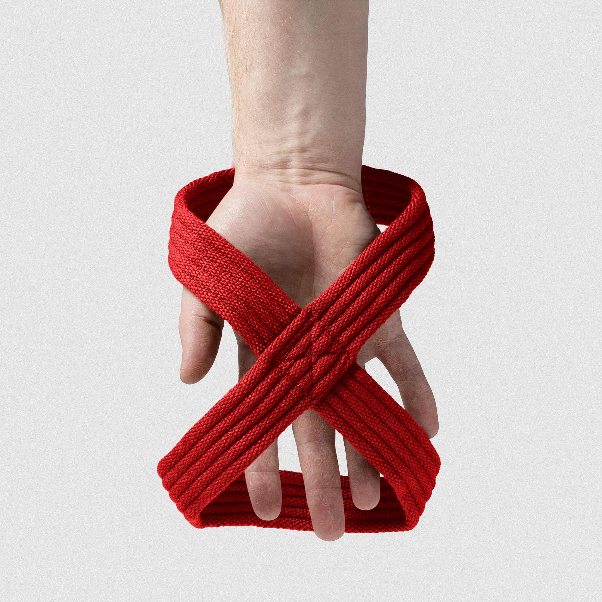 Athlete wearing the Red Figure 8 Lifting Straps