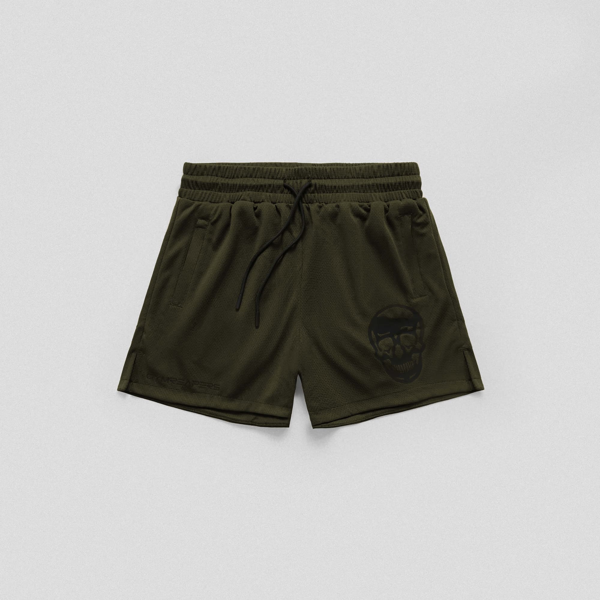 green mesh shorts front view