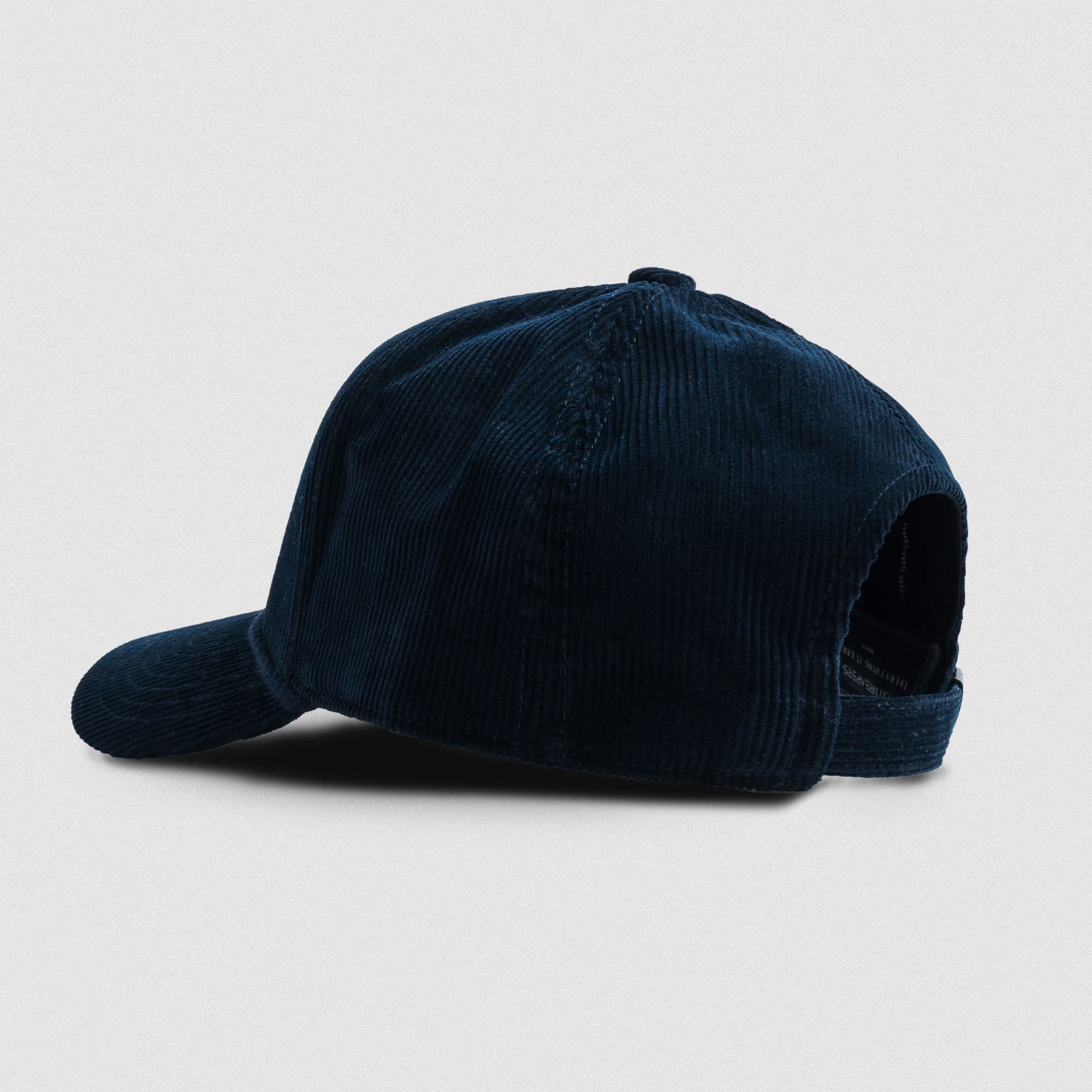 Corduroy 5-Panel Skull Hat - Navy/Cream lay flat back view