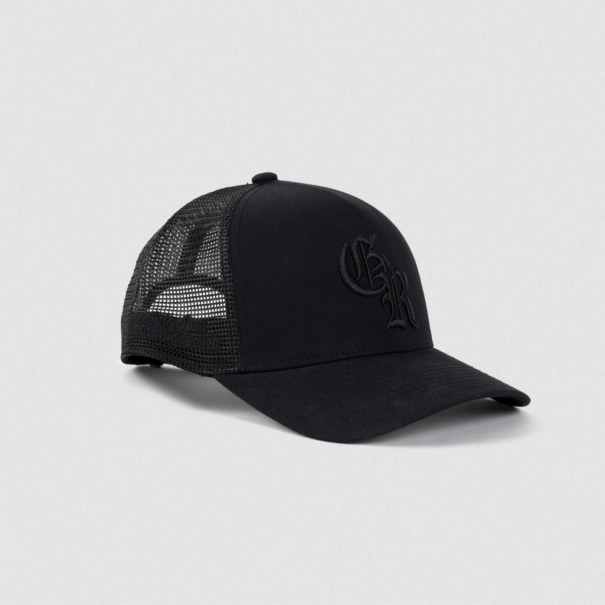 Black/Black 5-Panel Initial Trucker Hat main image