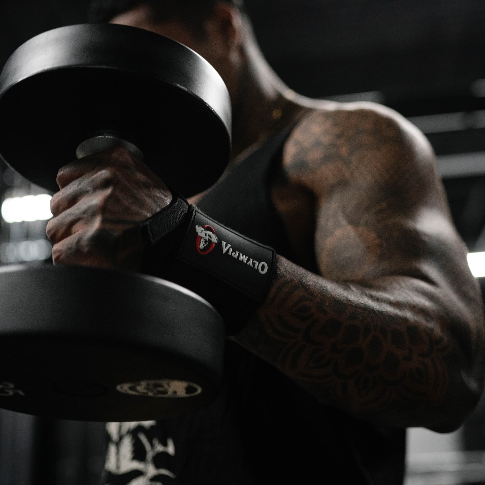 Athlete wearing 18" Olympia Wrist Wraps during lift