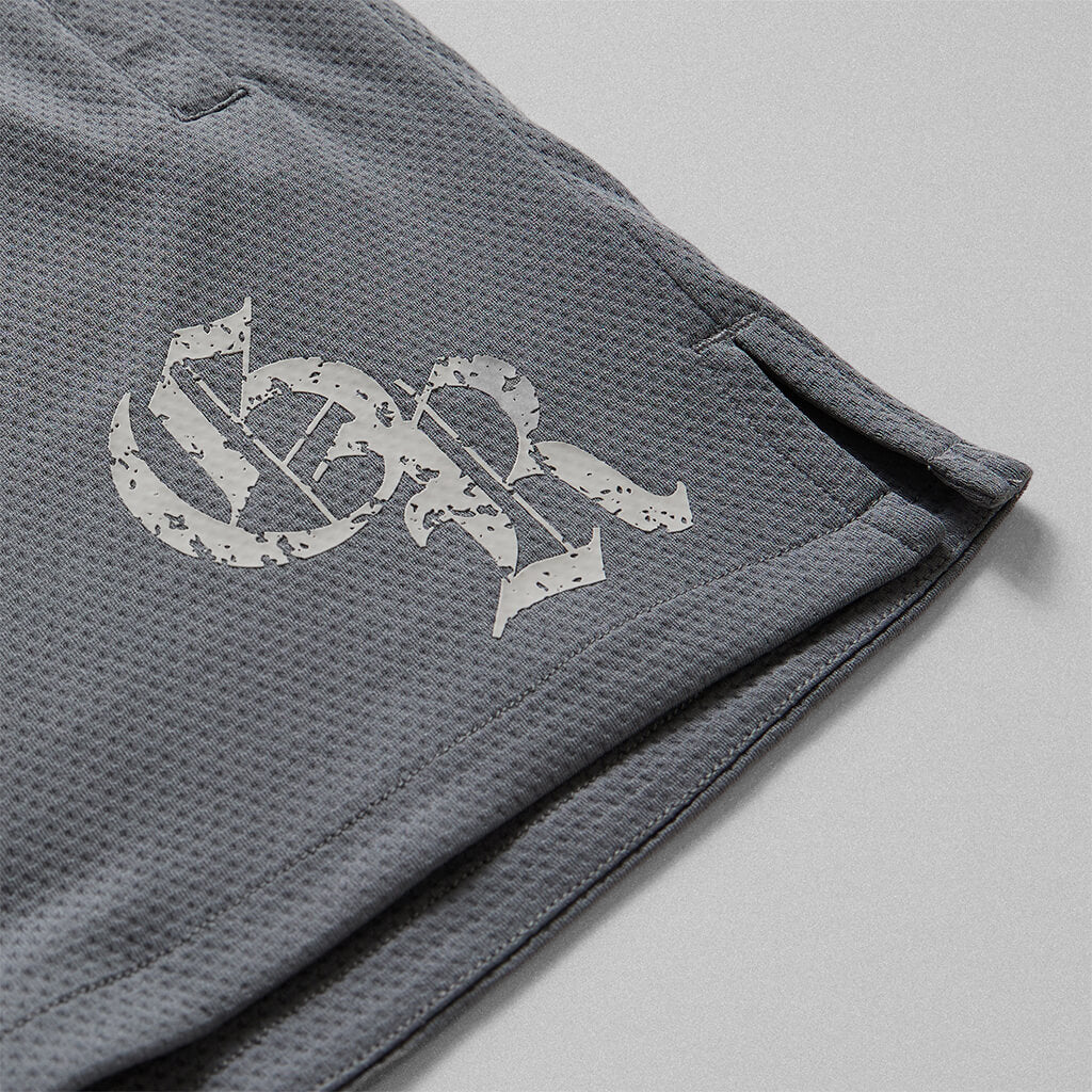 initial mesh shorts faded blue detail