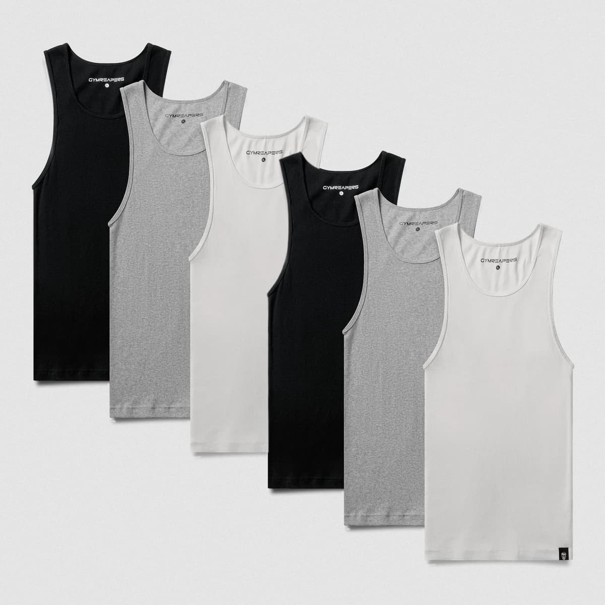 Men's Ribbed Tank 6-Pack - Black / Gray / White