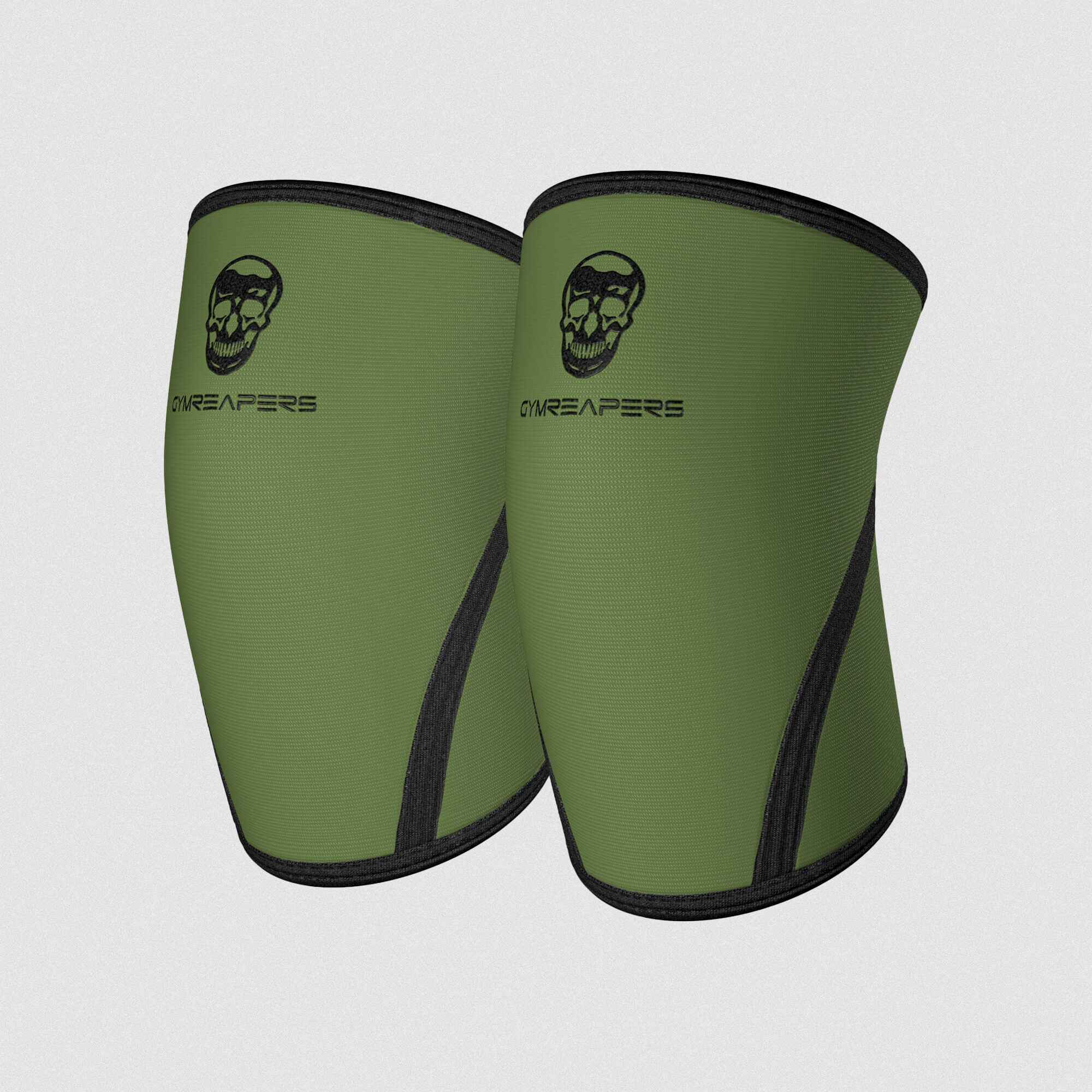 Premium Gymreapers 7mm knee sleeves green black colorway detail image.