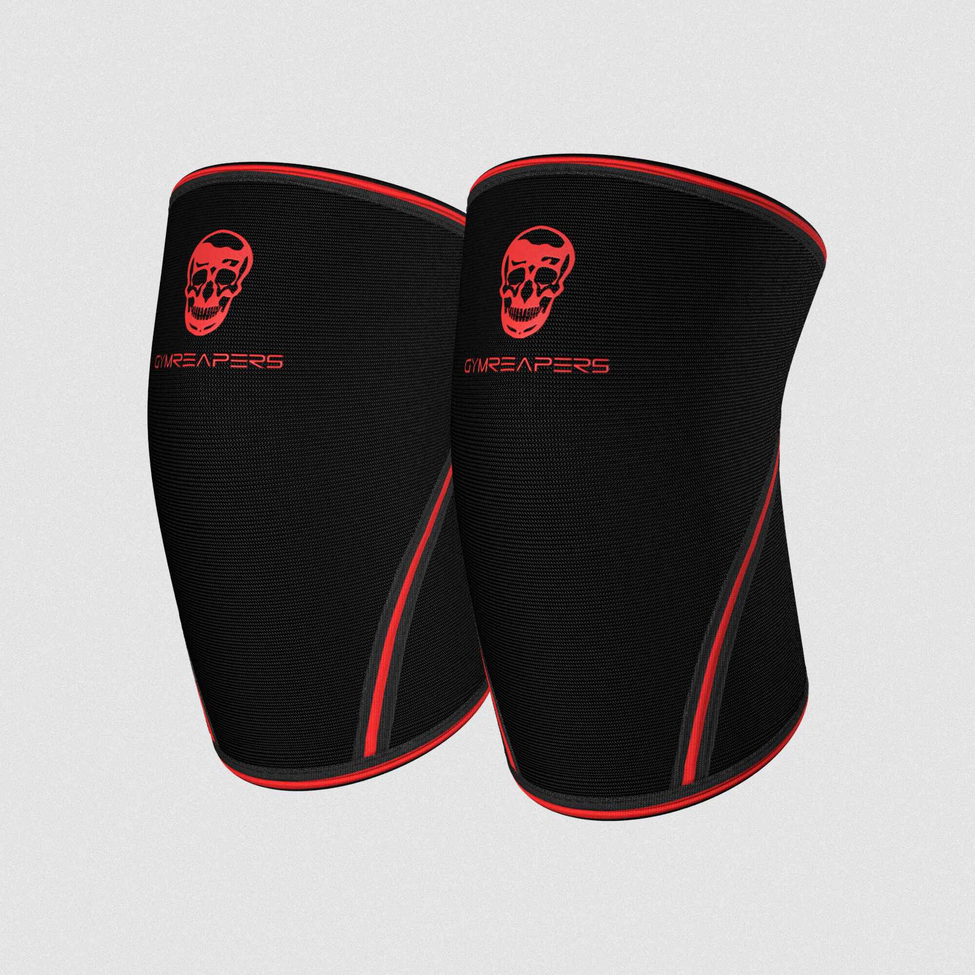 Premium Gymreapers 7mm knee sleeves red black colorway