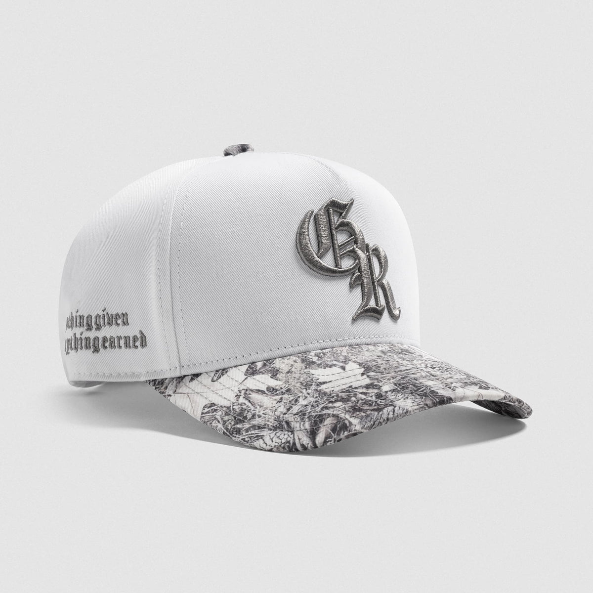 5-Panel Initial Hat - White Camo front angled product view
