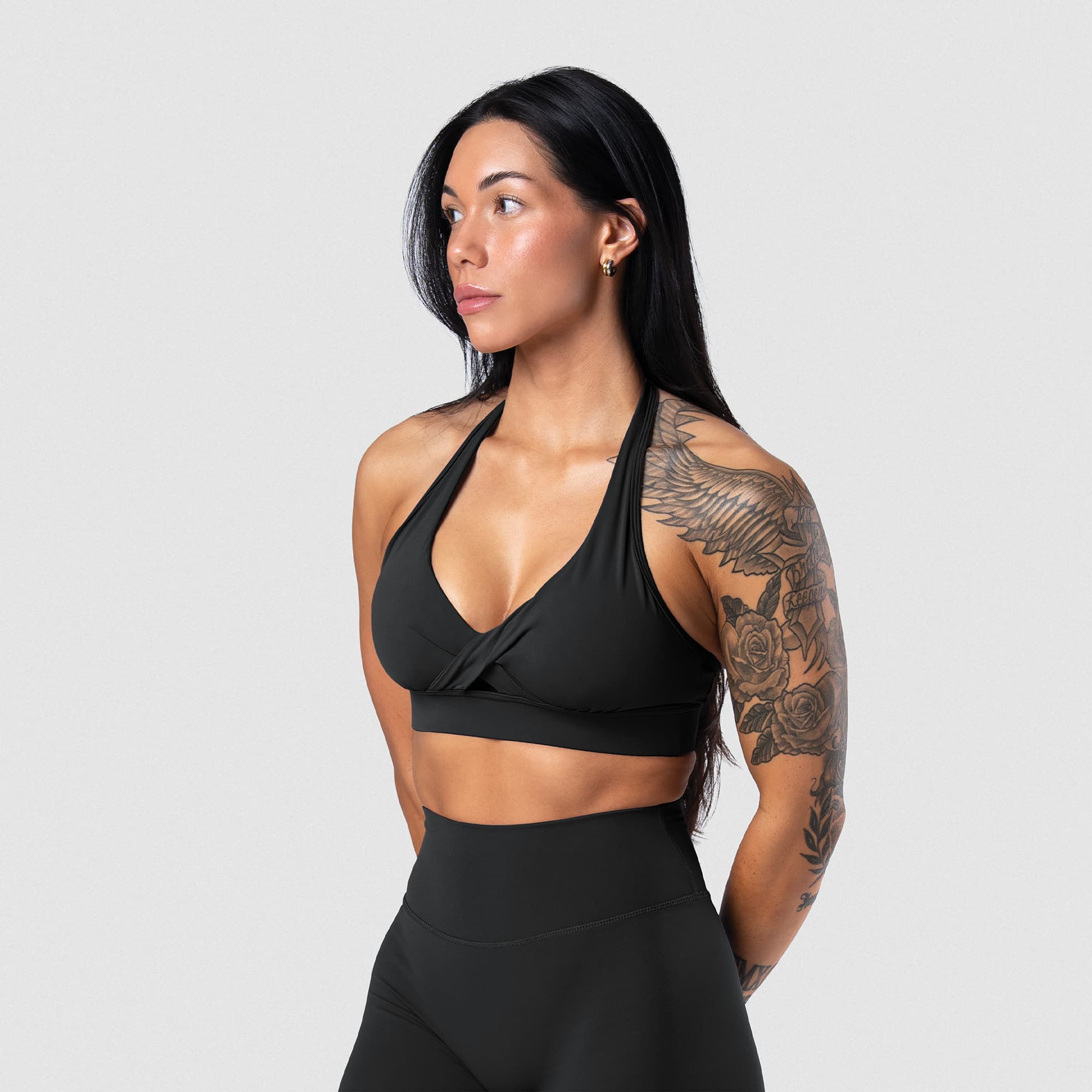 Axis Twisted Halter Bra - Black