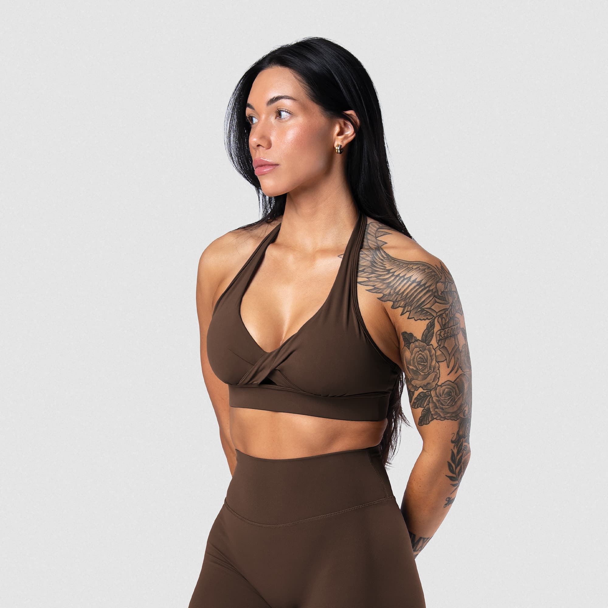 Axis Twisted Halter Bra - Brown