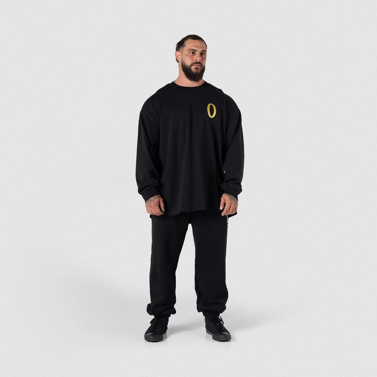 Black Olympia Champions Gold Jogger paired with black Olympia Long sleeve 