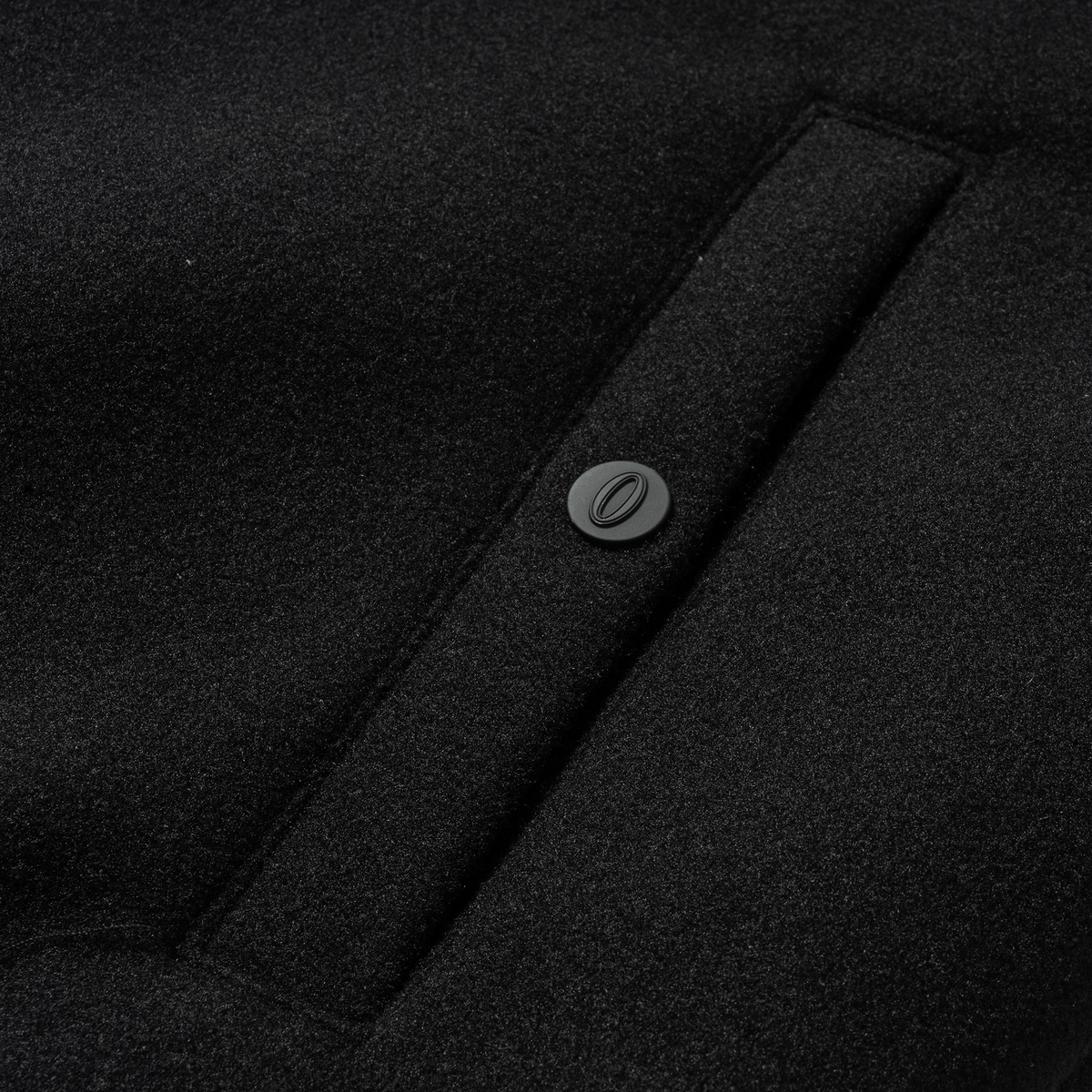 Olympia International Division Varsity Jacket in Black – Snap Button Detail (Alternate Angle)