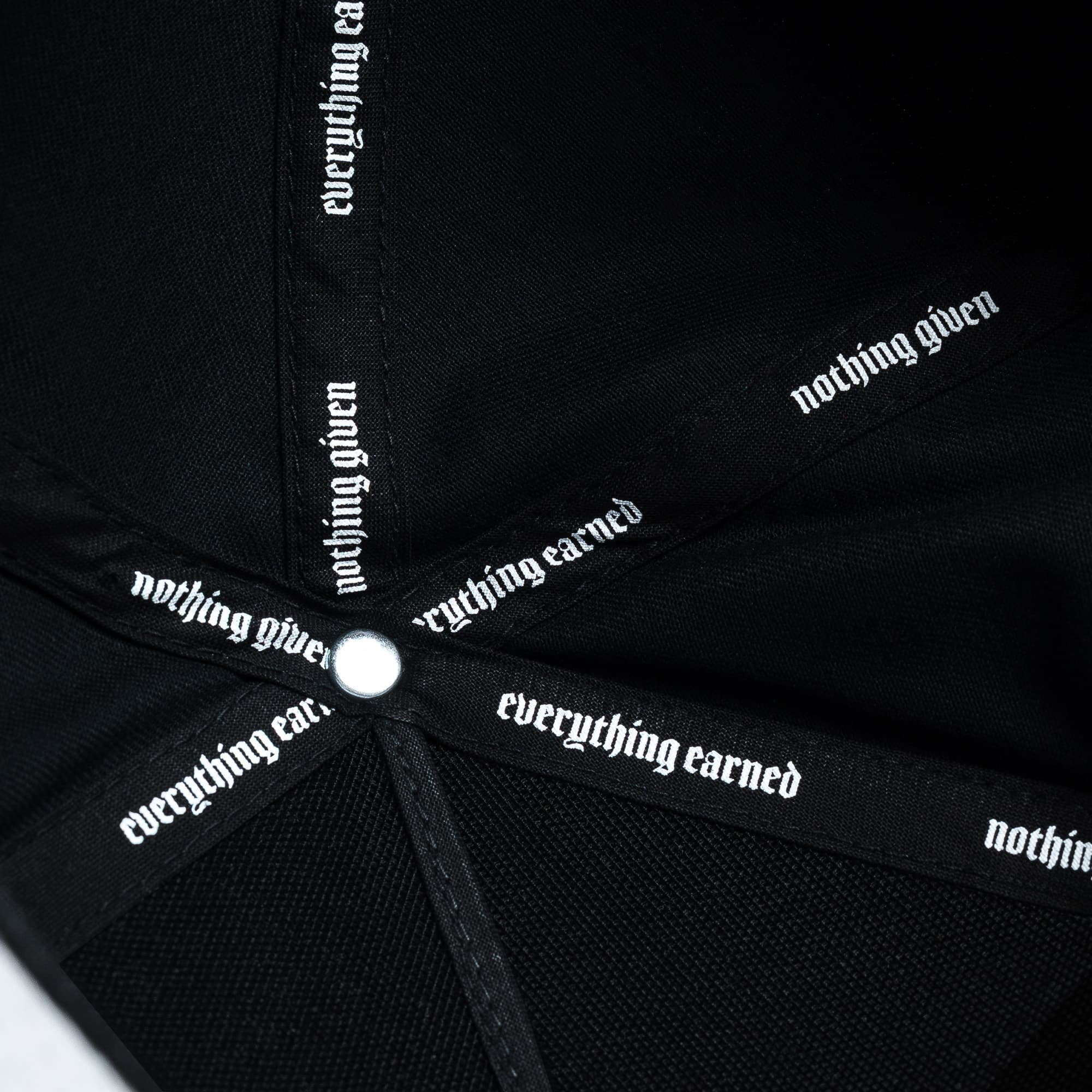 5-Panel Chrome Skull Hat detail shot of inside of hat