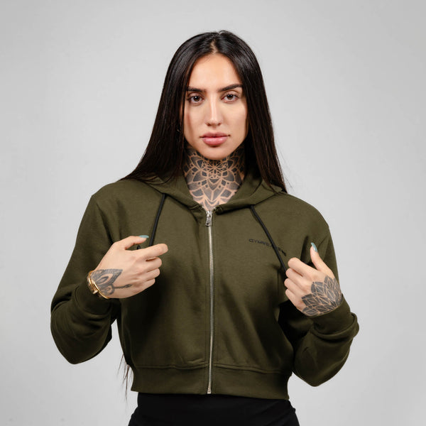 トップス GRVR CROP HOODIE ZIP-UP GRVR CROP HOODIE ZIP-UP