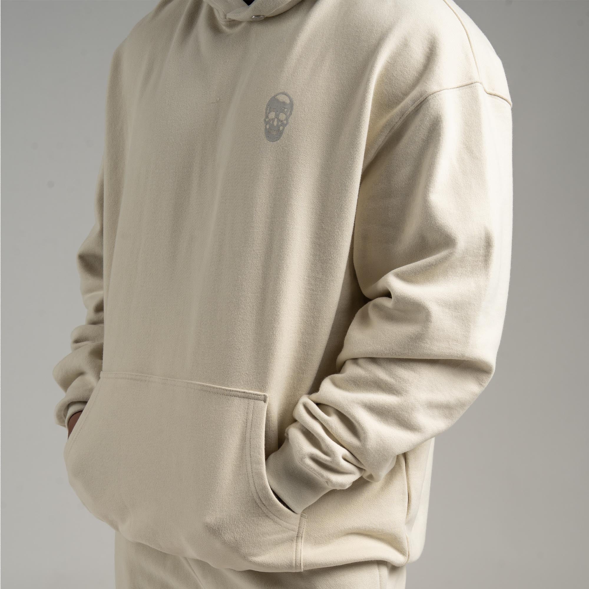 Athlete wearing Bone Heavyweight Hoodie  side view