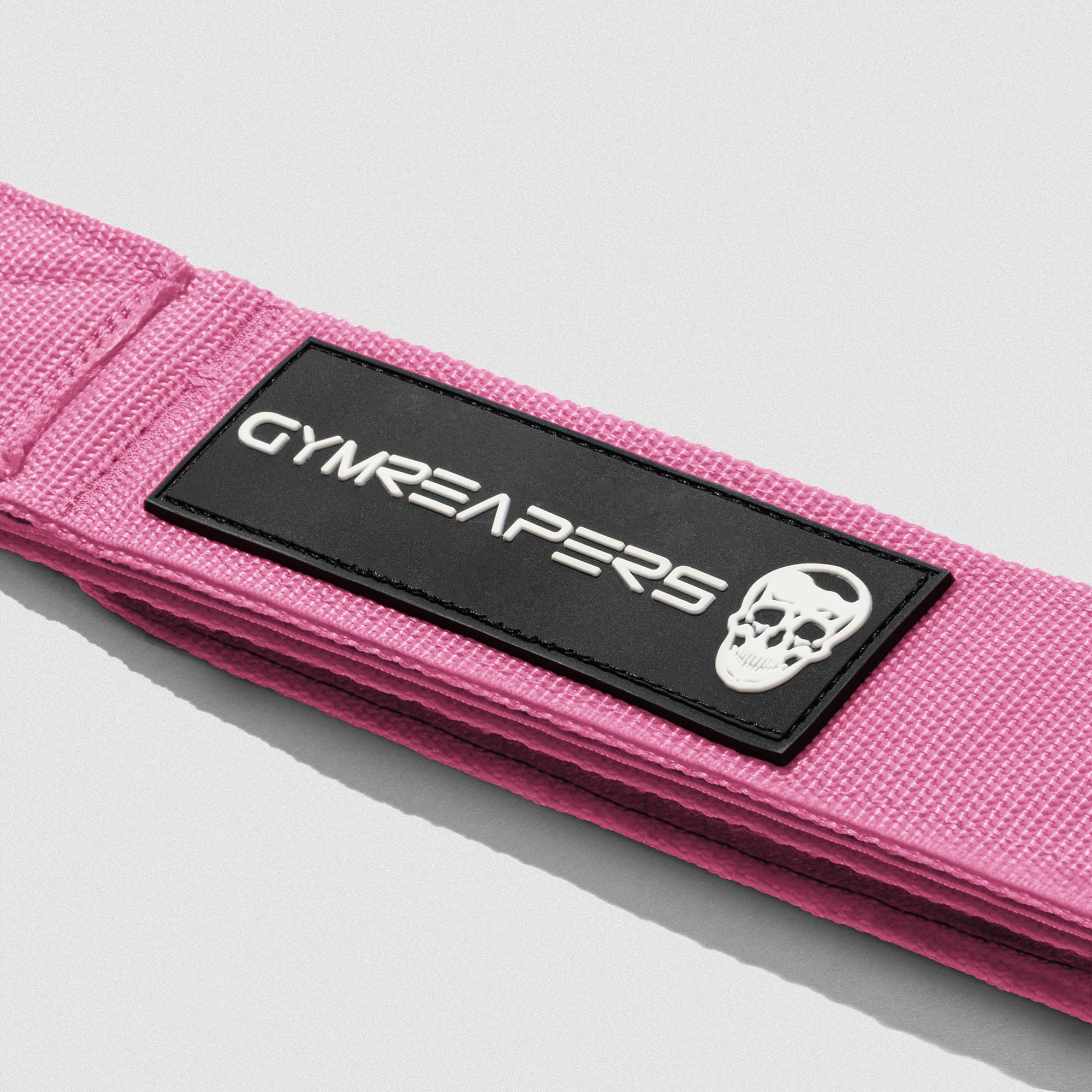 Gymreapers Tricep Rope 27" - Pink close up shot of logo