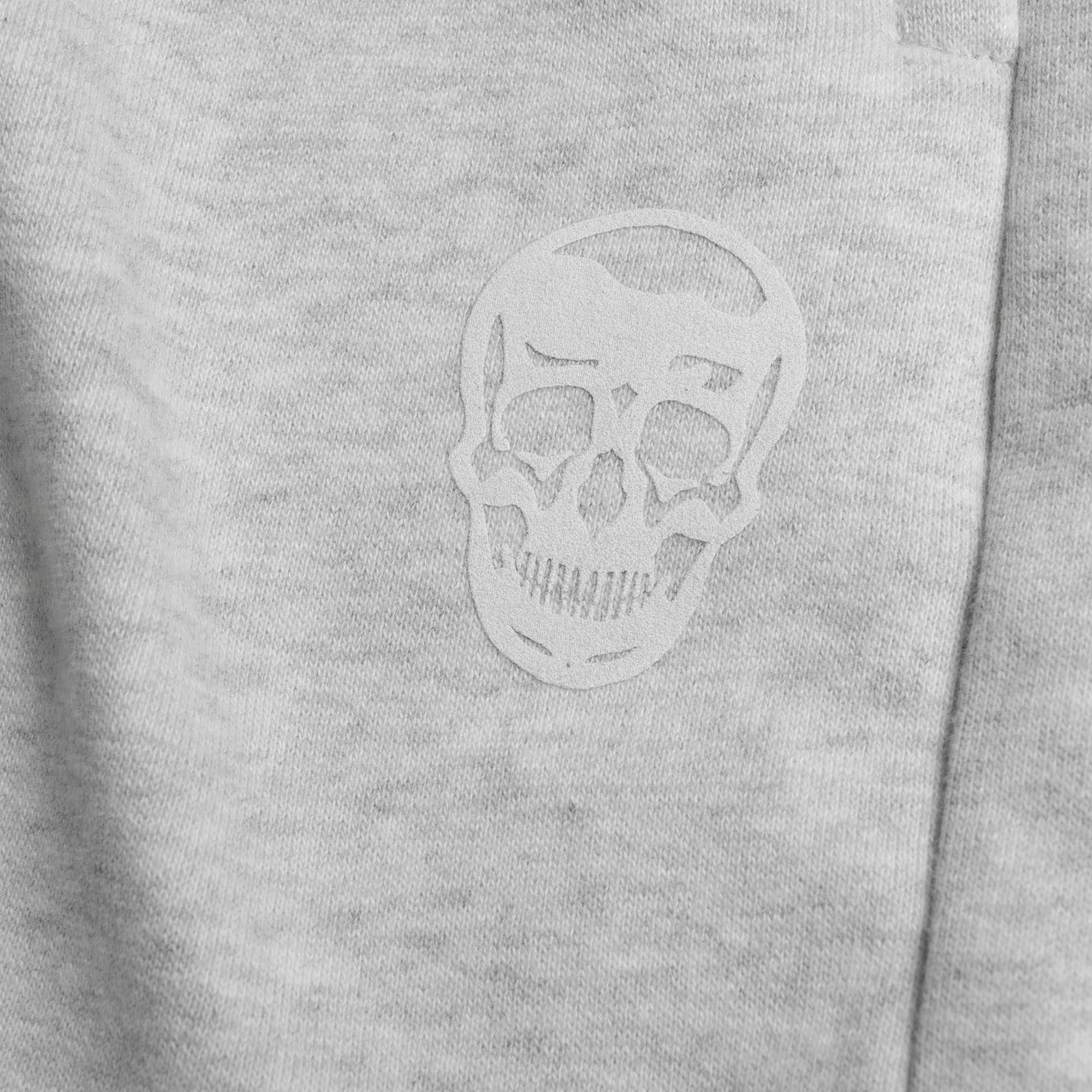 heavyweight core skull jogger light heather gray skull detail 