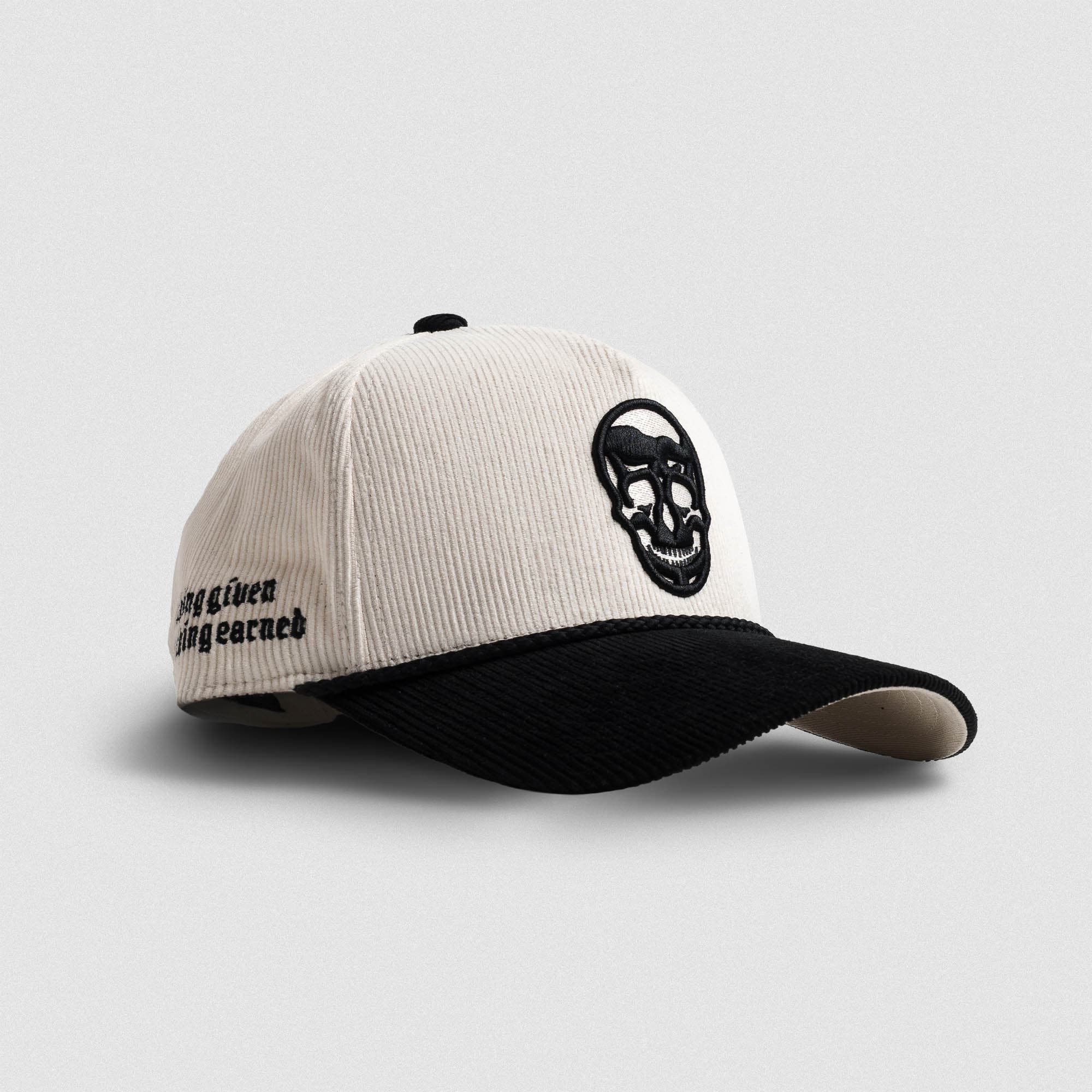 Corduroy 5-Panel Skull Hat - Cream/Black main image
