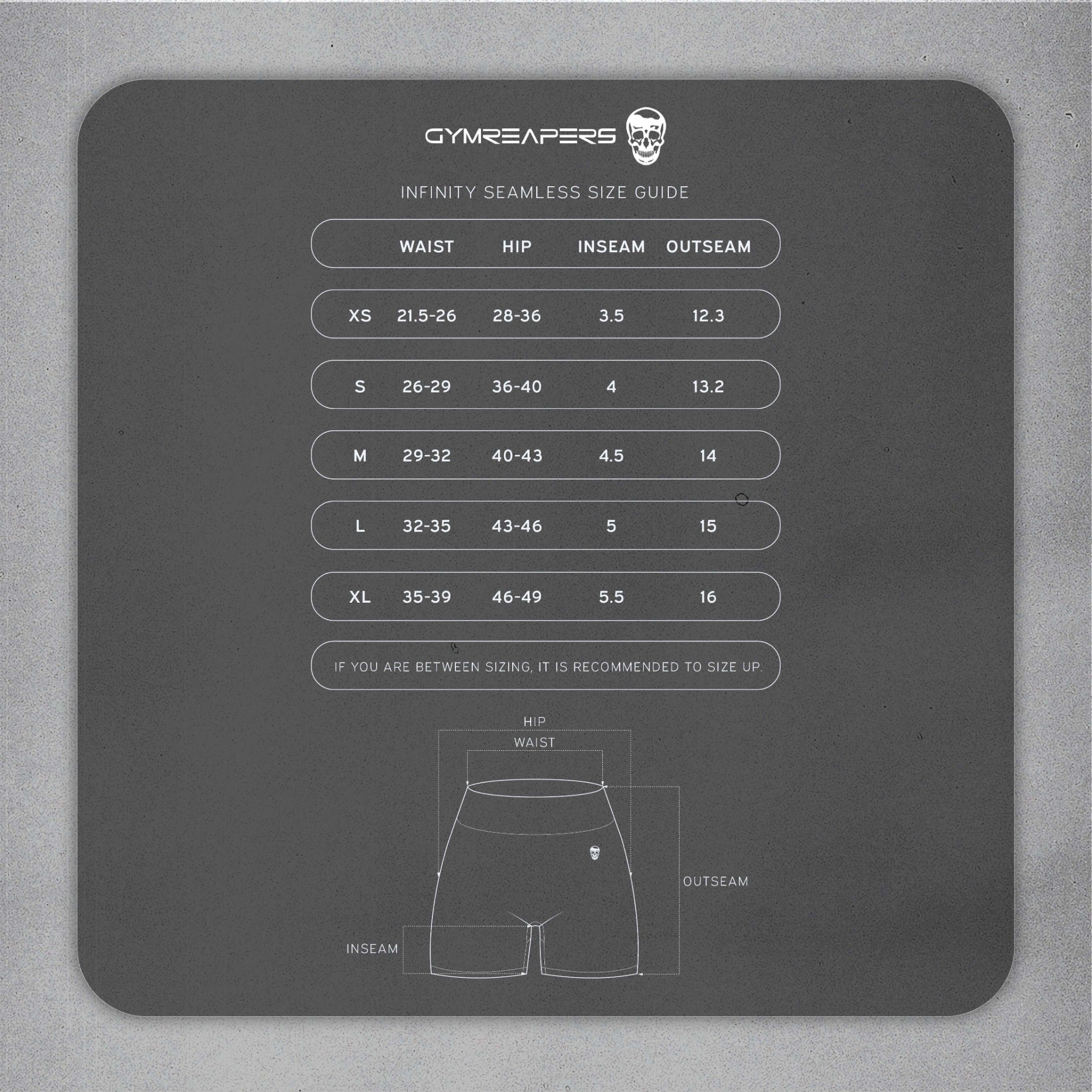 seamless shorts size guide