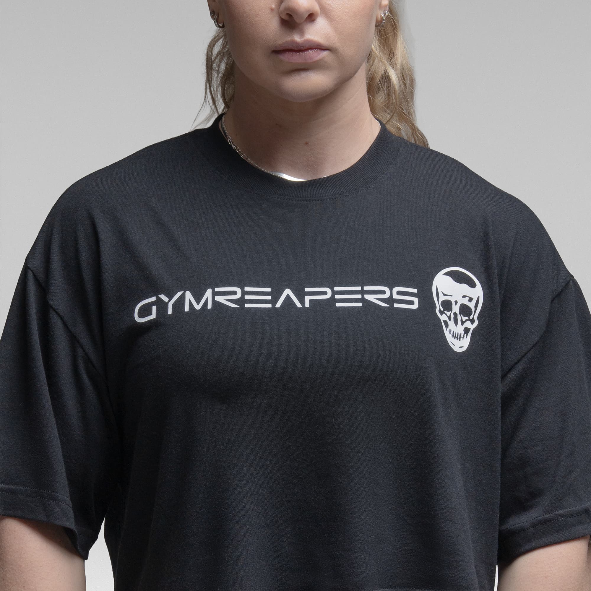 Active Tri-Blend Cropped Tee - Black/White