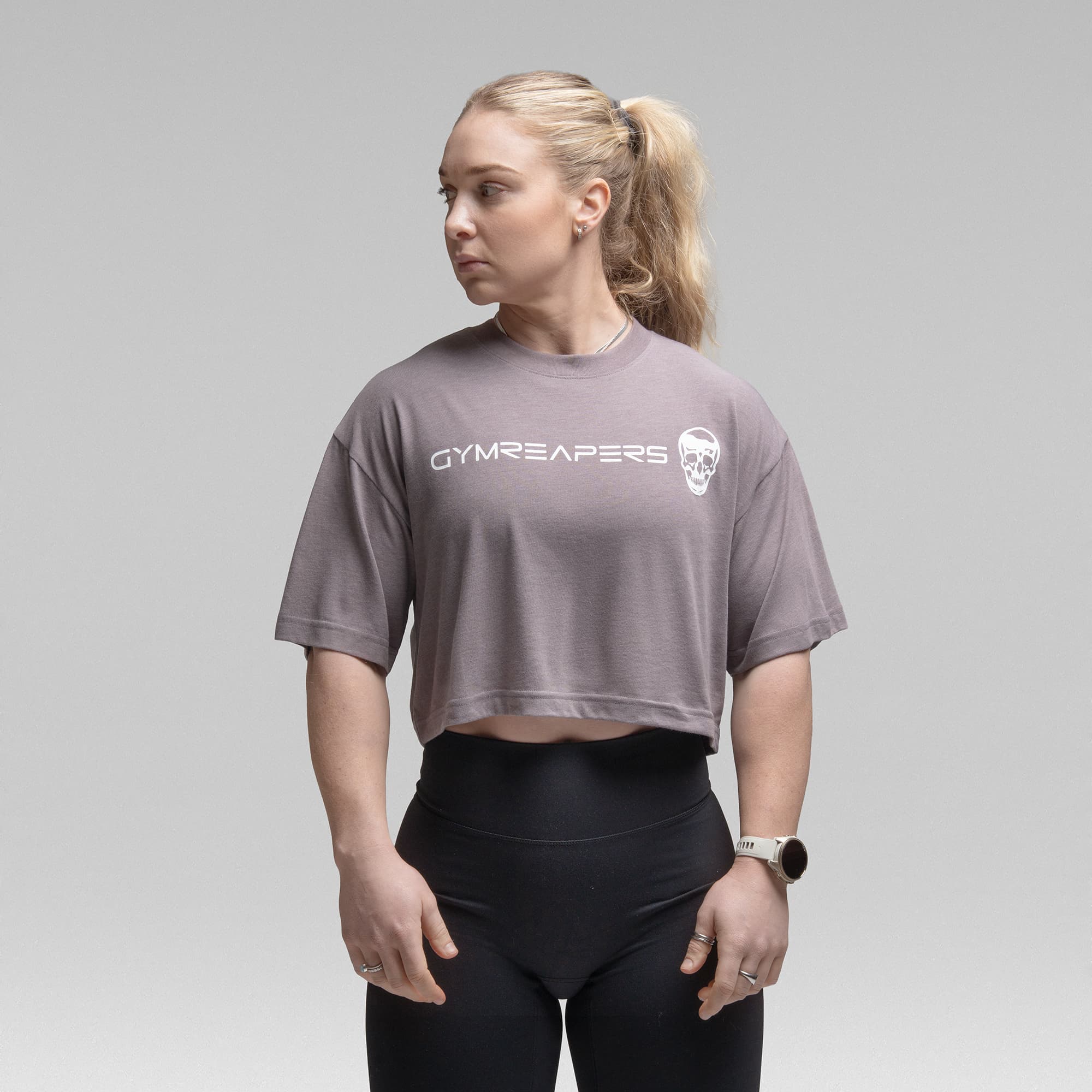 Active Tri-Blend Cropped Tee - Lilac/White
