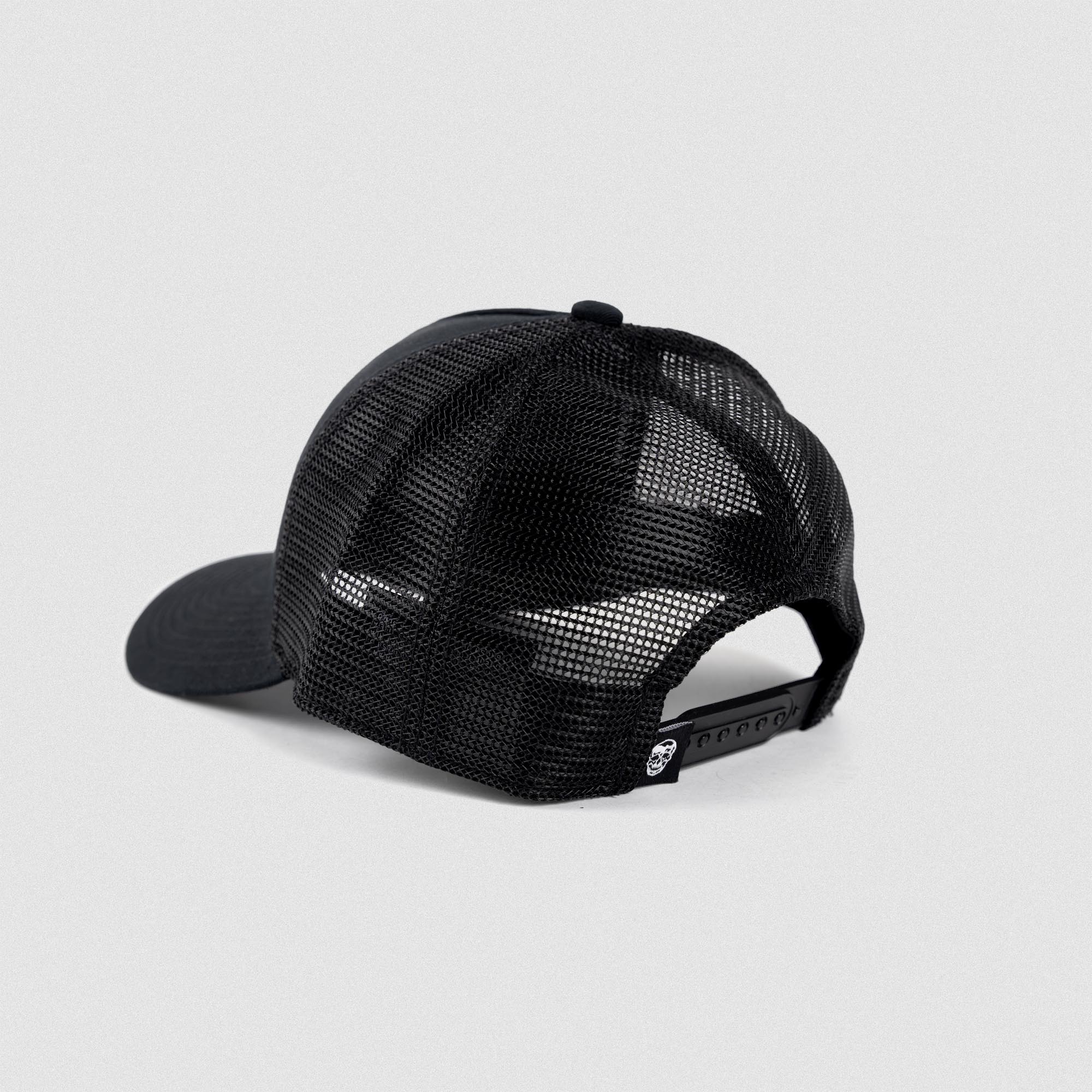 Black/Black 5-Panel Initial Trucker Hat back view