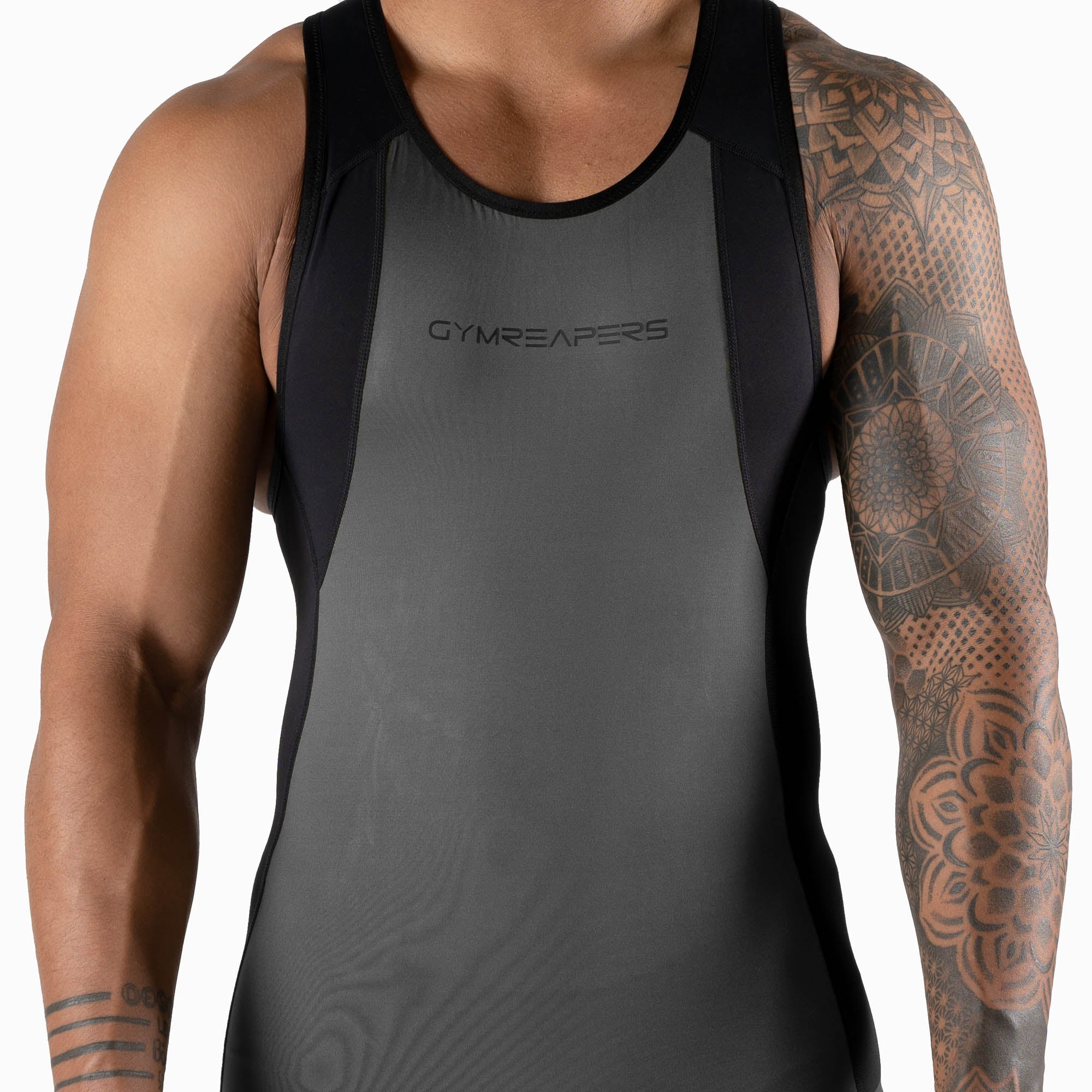 apex singlet gray front close up