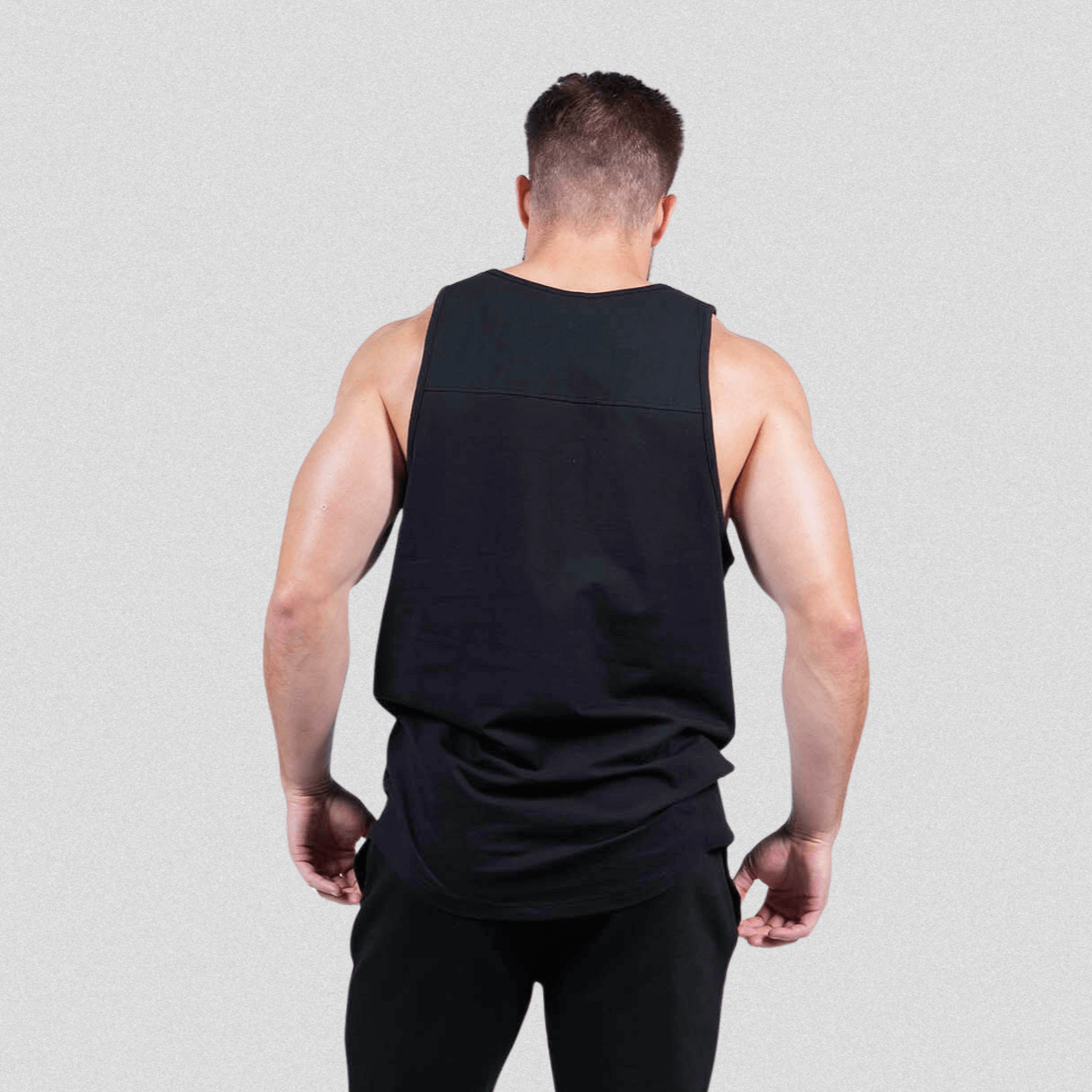 ascend scoop hem tank black back