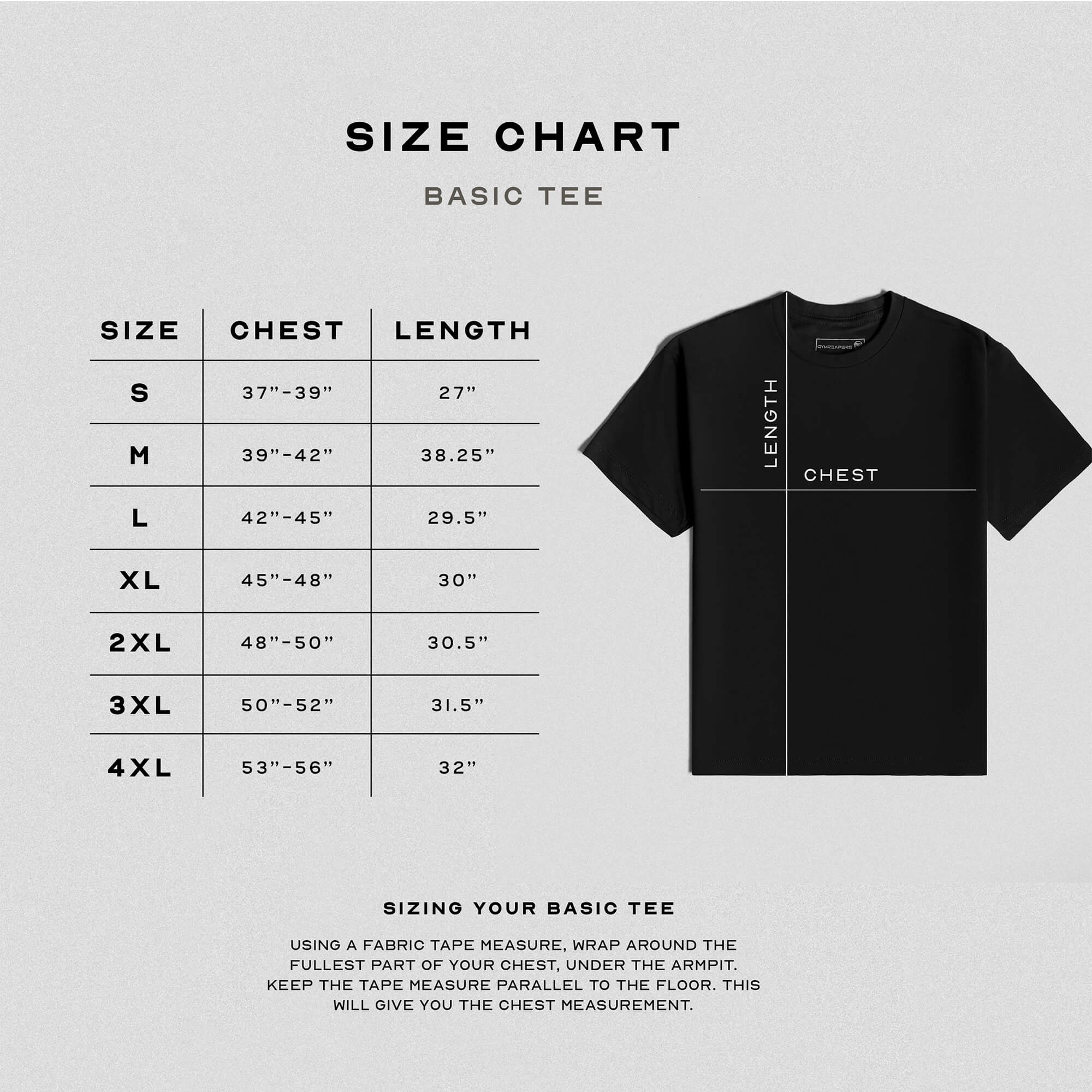 basic tee size guide updated