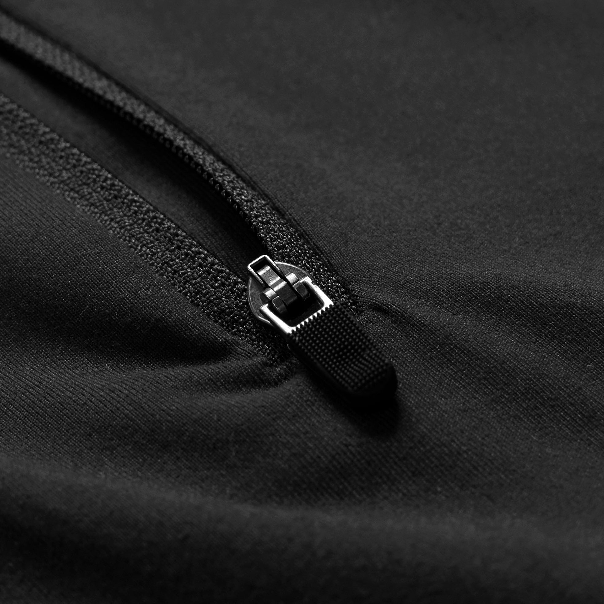 performance quarter zip black close up