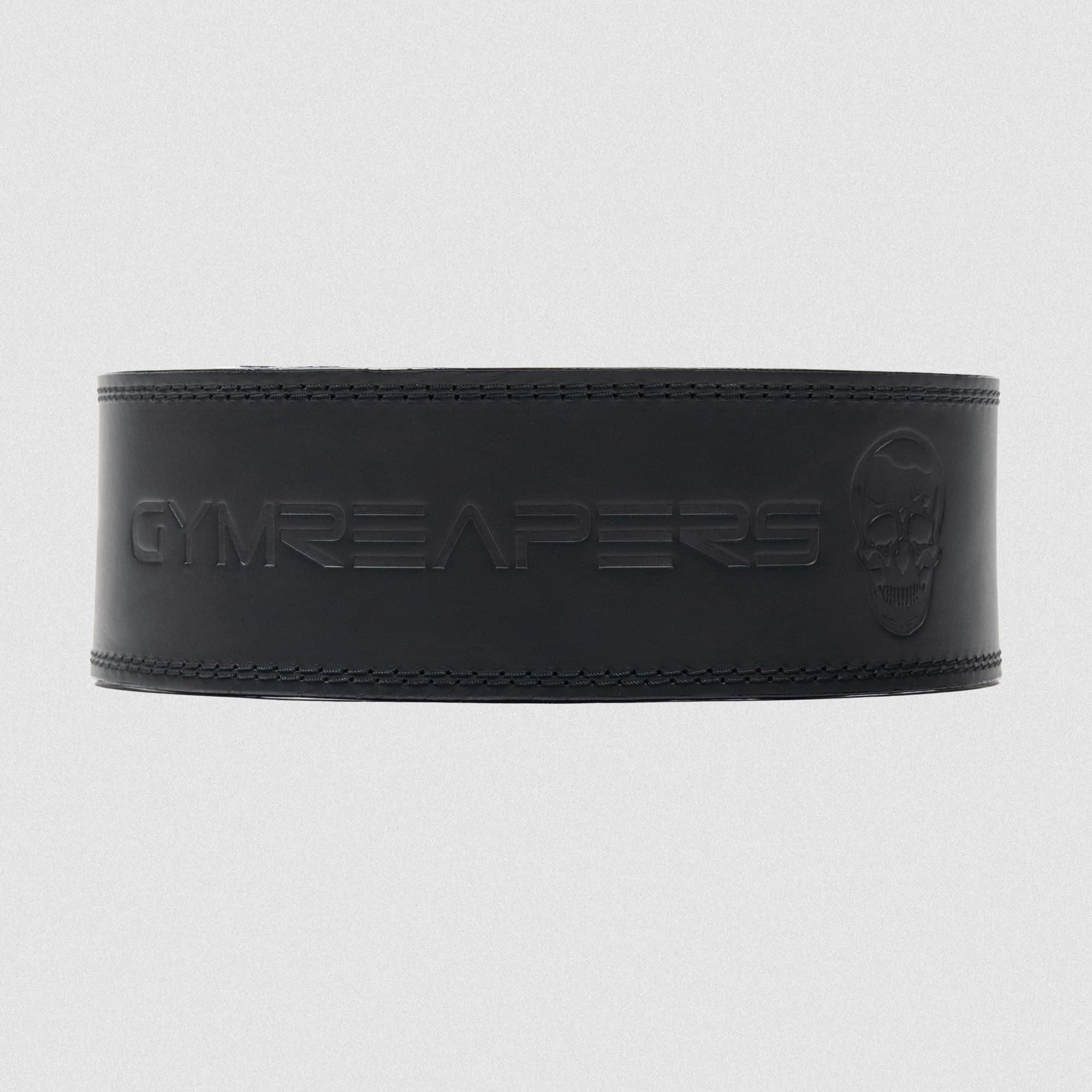 Black Leather 10mm Lever Belt back view showcasing logo