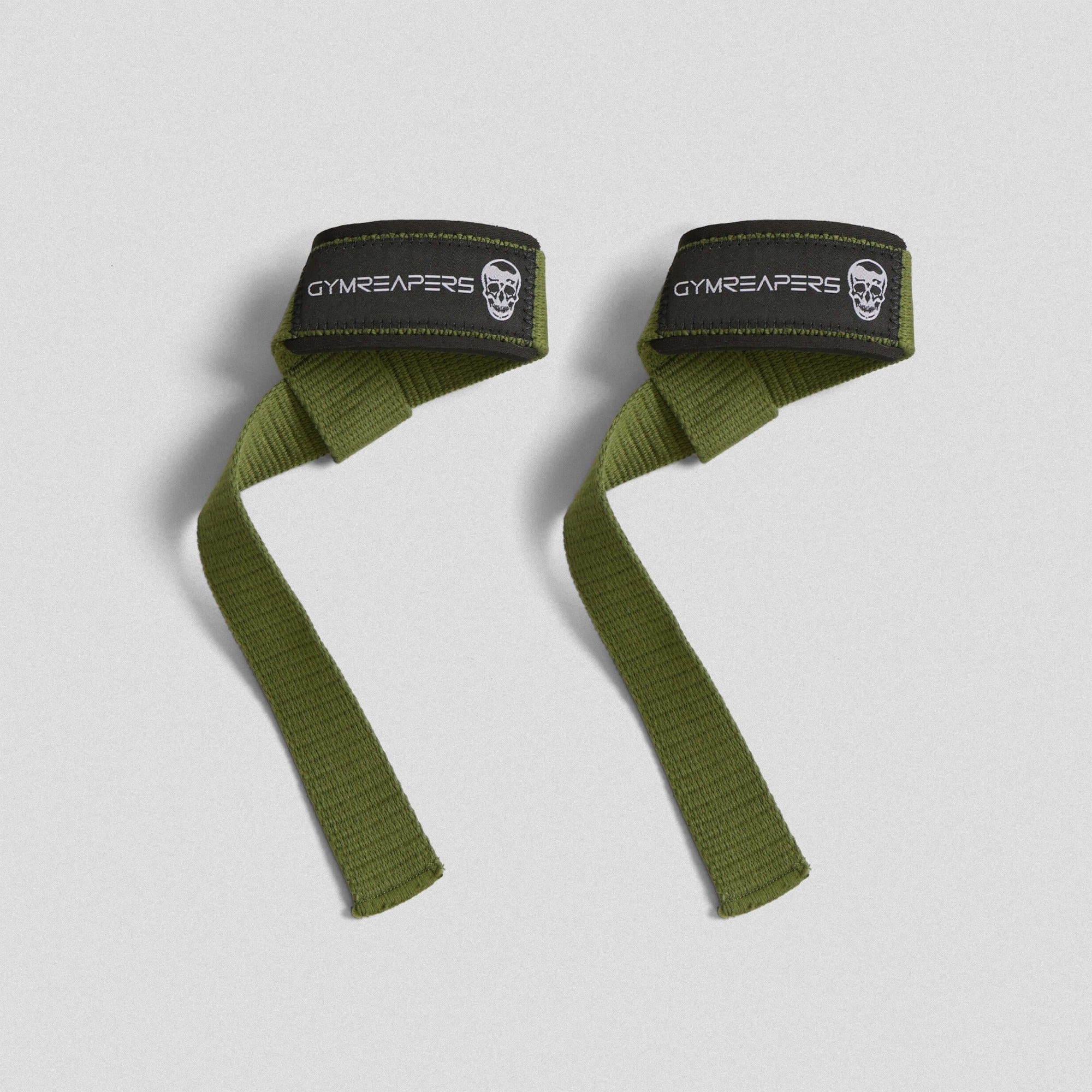 Gymreapers Premium padded lifting straps laying flat showcasing both straps detail shot.