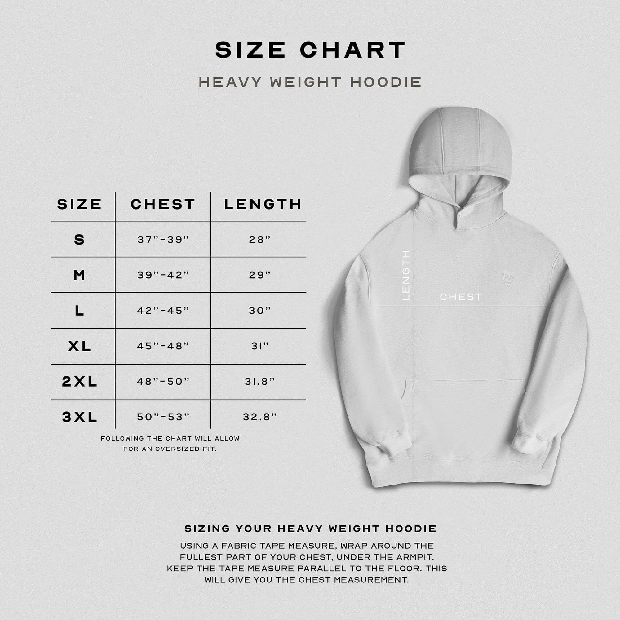 heather gray hoodie size chart