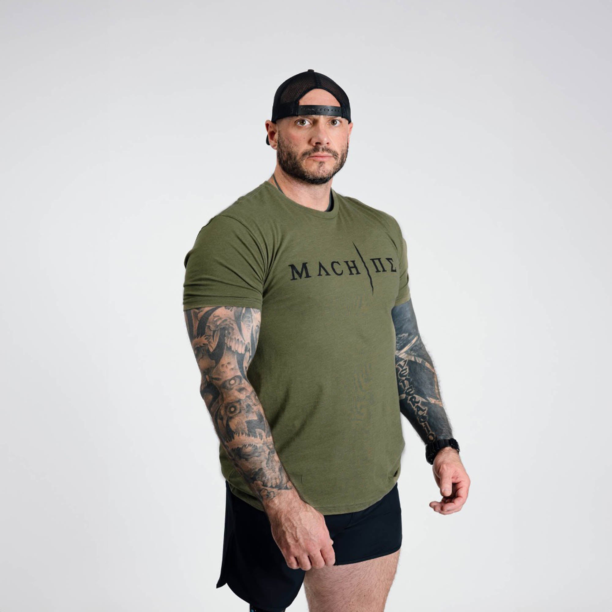 machine v2 tee military green front athlete