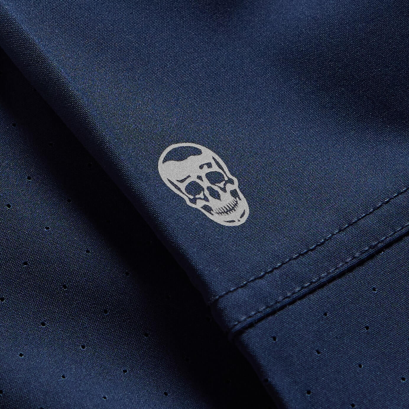 performance joggers navy close up detail skull