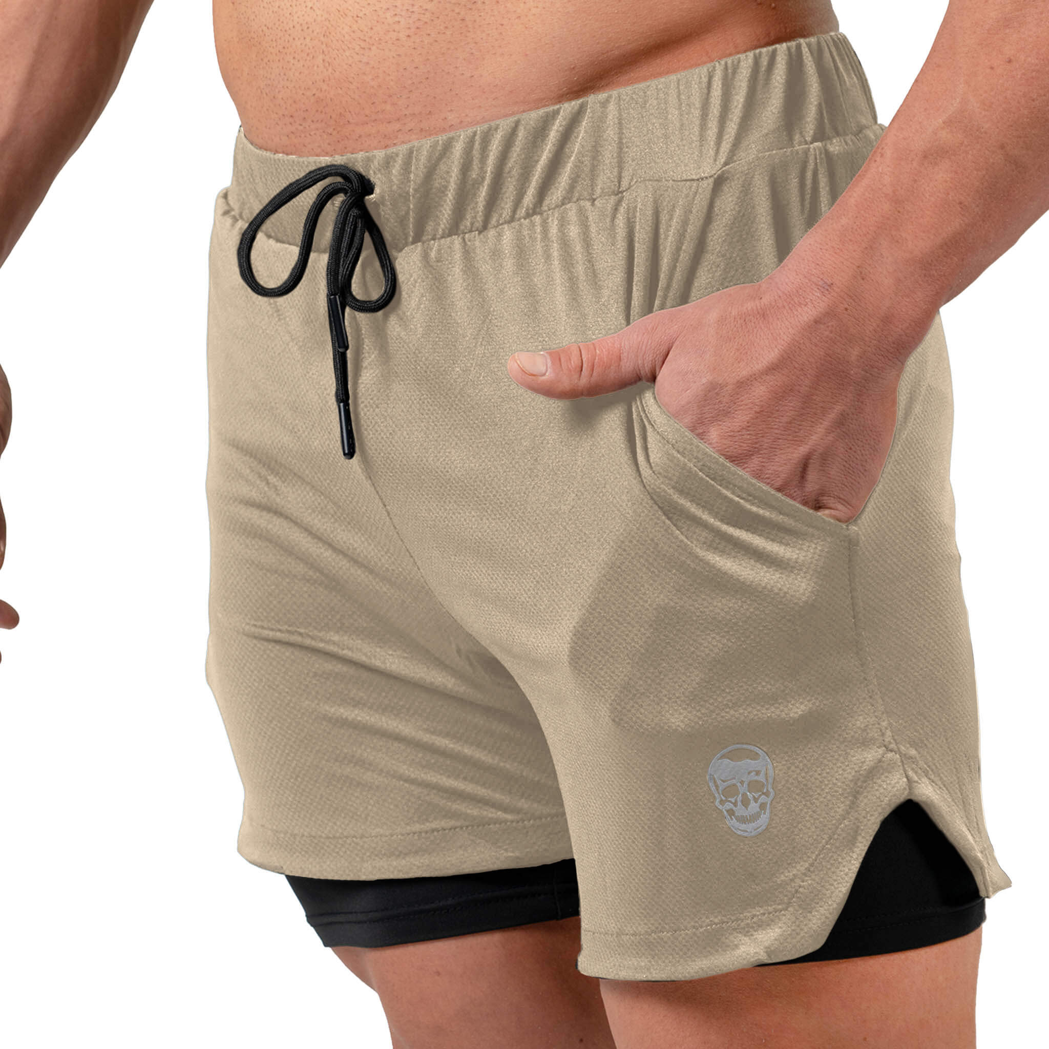 react shorts tan pocket