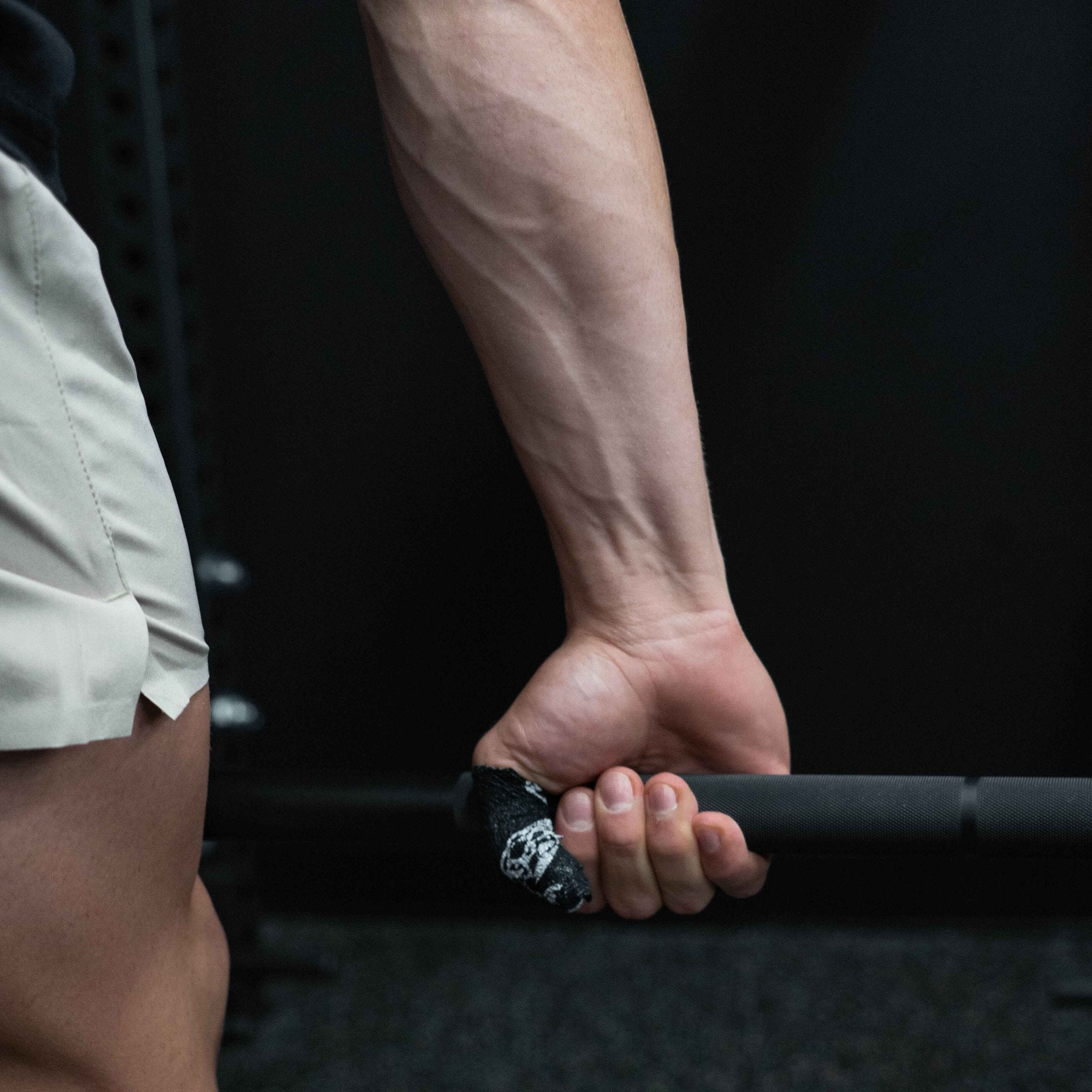 skull tape black used on barbell