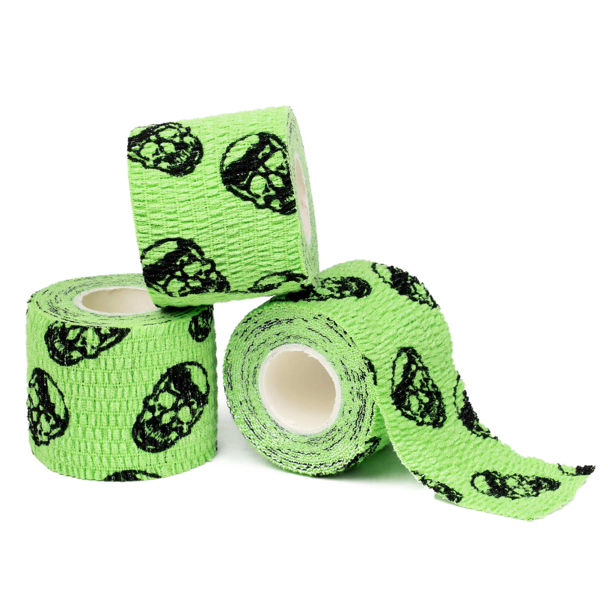 skull tape neon green stacked trio tape roll