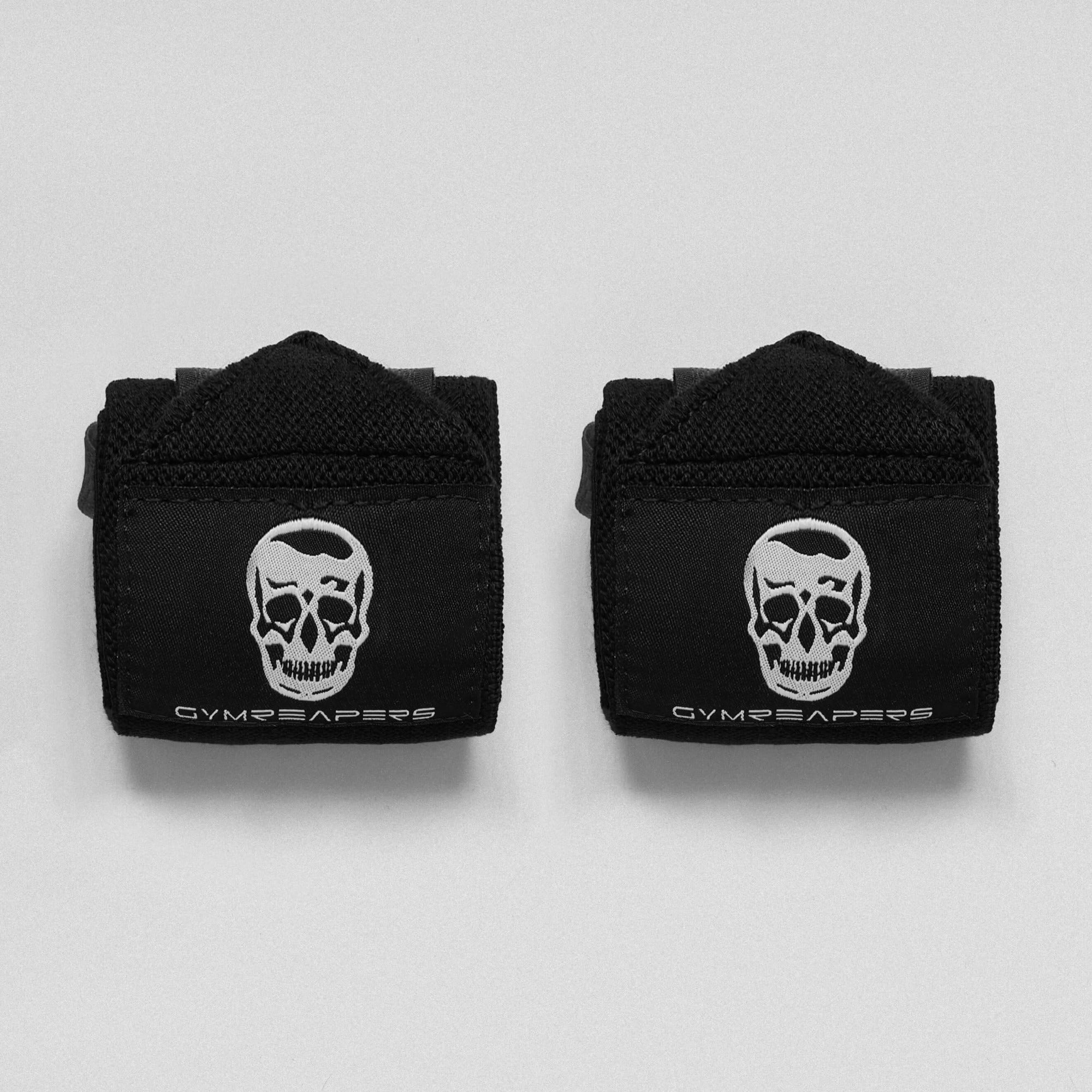 Gymreapers 18" black wrist wraps close up image